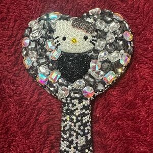 Heart Shape Black Kitty Rhinestone Heart Mirror